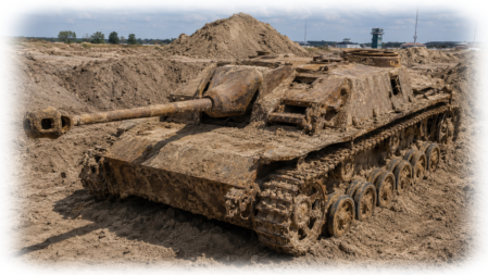 Bergung eines Sturmgeschütz III Wracks aus einem Sandfeld