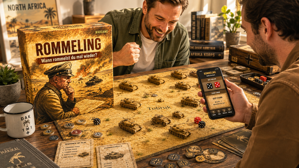 Tabletop-Wargaming-Spielfeld mit Fahrzeugminiaturen