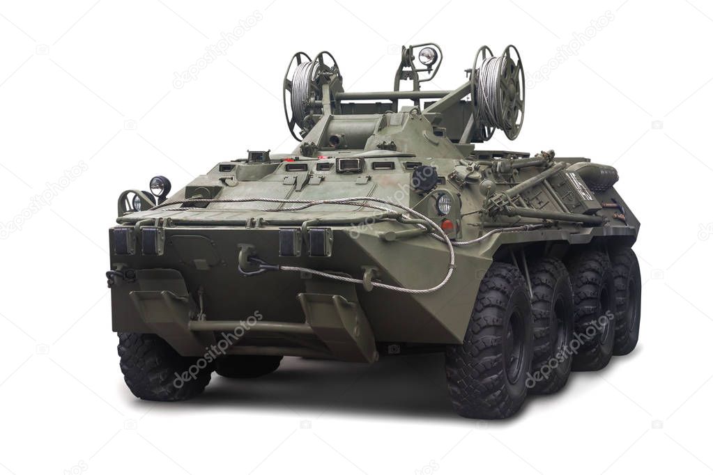 Historisches gepanzertes Fahrzeug mit sichtbaren technischen Details